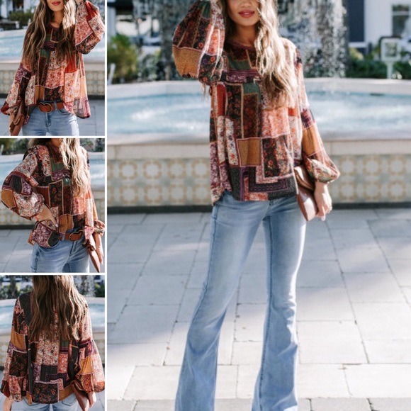 Tops - HOST PICK Multi Boho Floral Patchwork Top